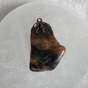 Unisex Vintage Petrified Wood Pendant